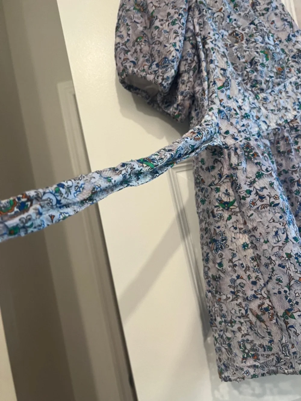 Tory Burch Blue Floral Puff-Sleeve Tunic